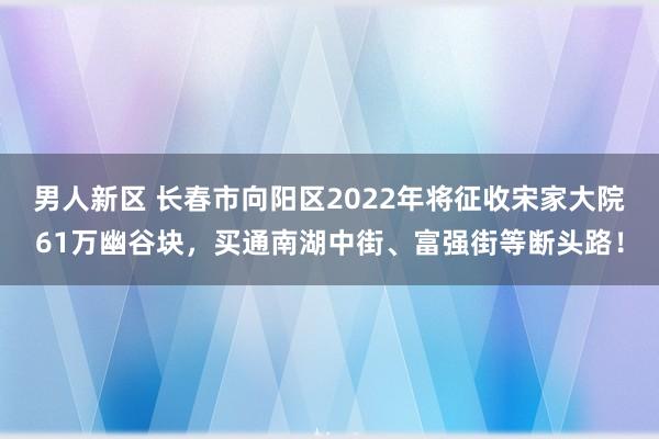 男人新区 长春市向阳区2022年将征收宋家大院61万幽谷块，买通南湖中街、富强街等断头路！