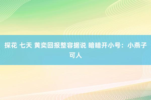 探花 七天 黄奕回报整容据说 暗暗开小号：小燕子可人